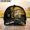BlueJose Fishing Moonlight Gold Ocean Personalized Name Classic 3D Cap (13 Breeds)