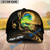 BlueJose Fishing Moonlight Gold Ocean Personalized Name Classic 3D Cap (13 Breeds)