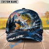 BlueJose Fishing Dark Blue Ocean Splash Personalized Name Classic 3D Cap (13 Breeds)