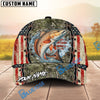 BlueJose Fishing Vintage USA Camo Design Personalized Name Classic 3D Cap (13 Breeds)