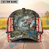 BlueJose Fishing Vintage USA Camo Design Personalized Name Classic 3D Cap (13 Breeds)