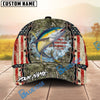 BlueJose Fishing Vintage USA Camo Design Personalized Name Classic 3D Cap (13 Breeds)