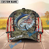 BlueJose Fishing Vintage USA Camo Design Personalized Name Classic 3D Cap (13 Breeds)