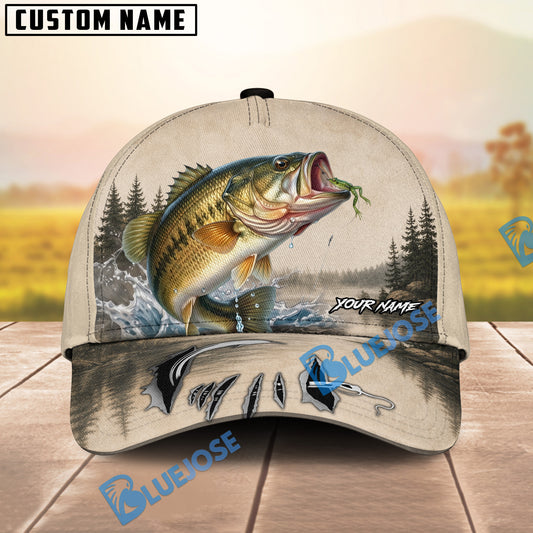 BlueJose Fishing Vintage Lake Scene Personalized Name Classic 3D Cap (13 Breeds)