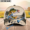 BlueJose Fishing Vintage Lake Scene Personalized Name Classic 3D Cap (13 Breeds)