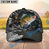 BlueJose Fishing Skull Angler Torn Metal Personalized Name Classic 3D Cap (13 Breeds)