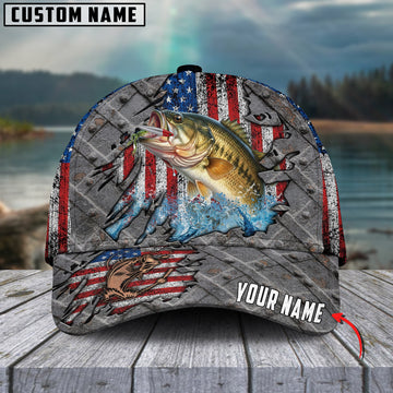 Bluejose Bass Fishing US Flag New Personalized Cap