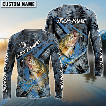Bluejose Bass Fishing Dark Skin Sport Custom Name & Team Name 3D Shirts
