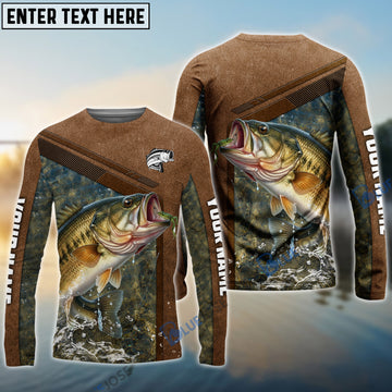 BlueJose Bass Fishing Leather Pattern Personalized Shirt