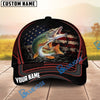 BlueJose Fishing American Flag Black Red Personalized Cap (13 Breeds)