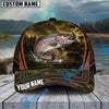 BlueJose Fishing Forest Camo Orange Trim Personalized Cap (13 Breeds)