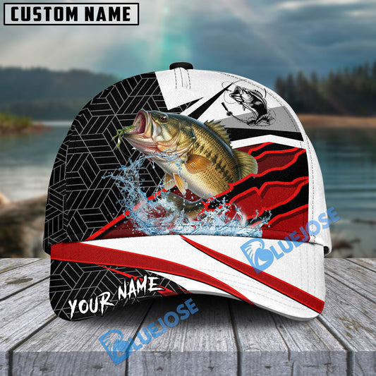 Bluejose Bass Fishing Red White Scratch Sport Personalized Cap