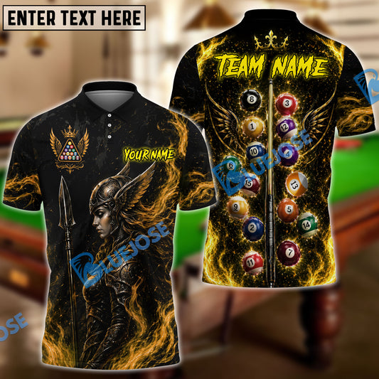 BlueJose Billiards 8 Ball Valkyrie Warrior Design Personalized Name Shirt (6 Colors)