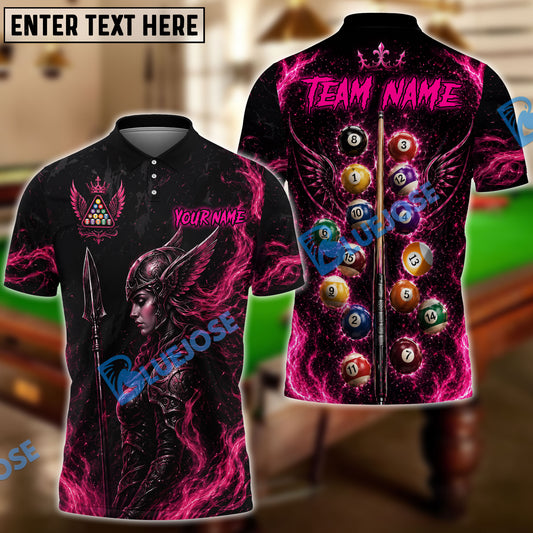 BlueJose Billiards 8 Ball Valkyrie Warrior Design Personalized Name Shirt (6 Colors)