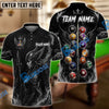 BlueJose Billiards 8 Ball Valkyrie Warrior Design Personalized Name Shirt (6 Colors)