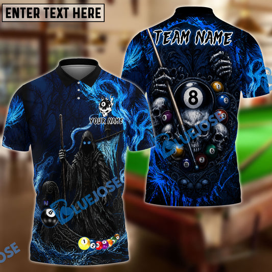 BlueJose Billiards Among Ghosts Skulls 8 Ball Pool Design Personalized Name Shirt (6 Colors)