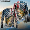 Bluejose Bass Fishing American Flag Vintage Splash Art Custom Name & Team Name 3D Shirts