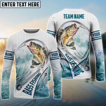 Bluejose Bass Fishing White Fin Water Sport Custom Name & Team Name 3D Shirts