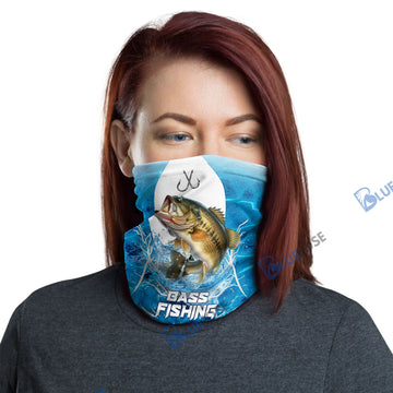 BlueJose Bass Fishing Blue Wave Neck Gaiter