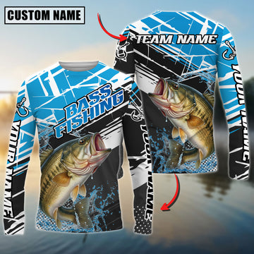 Bluejose Bass Fishing Bold Graphic Splash Contrast Design Custom Name & Team Name 3D Shirts