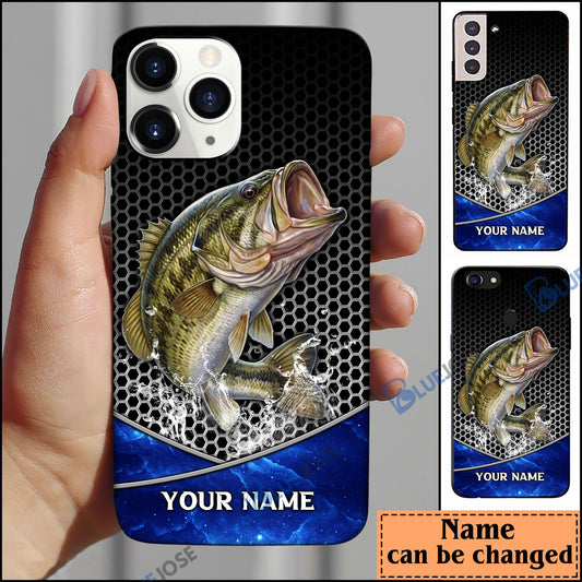 BlueJose Bass Fishing Net Personalized Name Phone Case