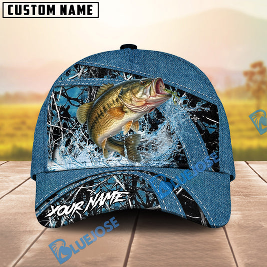 BlueJose Fishing Blue Marsh Bass Design Personalized Cap (13 Breeds)