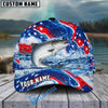 BlueJose Fishing Patriotic Red White Blue Wave Personalized Cap (13 Breeds)