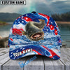 BlueJose Fishing Patriotic Red White Blue Wave Personalized Cap (13 Breeds)