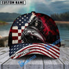BlueJose Fishing Grunge American Flag Reaper Personalized Cap (13 Breeds)