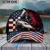 BlueJose Fishing Grunge American Flag Reaper Personalized Cap (13 Breeds)