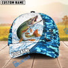 BlueJose Fishing White Blue Camo Circle Splash Personalized Cap (13 Breeds)