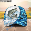 BlueJose Fishing White Blue Camo Circle Splash Personalized Cap (13 Breeds)
