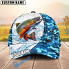 BlueJose Fishing White Blue Camo Circle Splash Personalized Cap (13 Breeds)