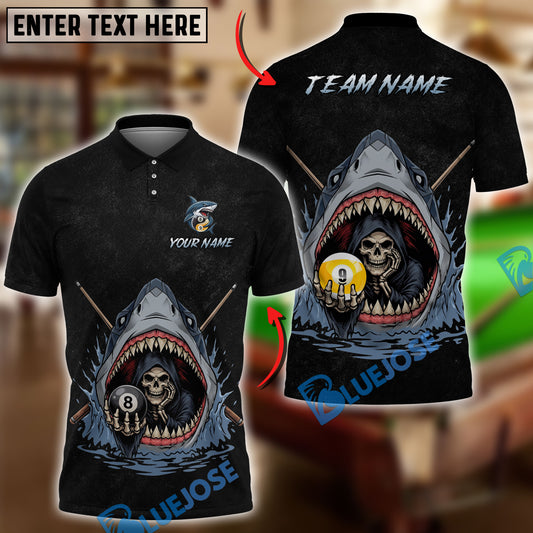 BlueJoses Billiards 8 Ball & 9 Ball Shark Reaper Art  Customized Name, Team Name 3D Shirt