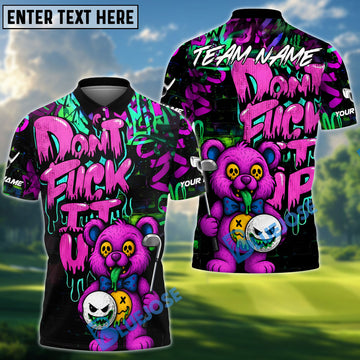 BlueJose Golf Bear Scary Teddy Graffiti Style Personalized Name, Team Name