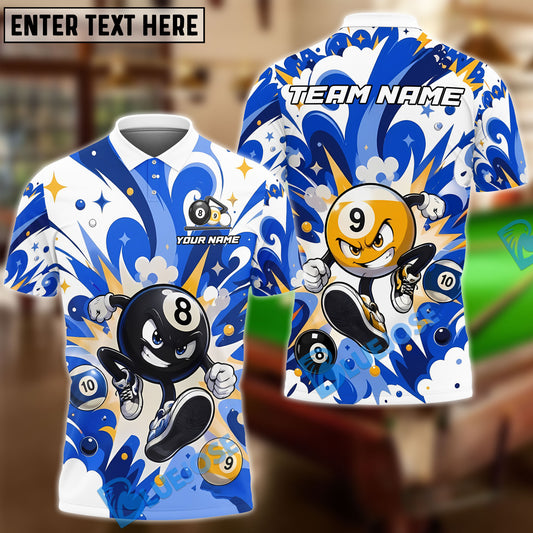 BlueJose Billiards 8 Ball & 9 Ball Fighting Explosion Personalized Name Shirt (4 Colors)
