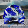BlueJose Fishing Blue Geometric Splash Personalized Cap (13 Breeds)