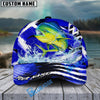 BlueJose Fishing Blue Geometric Splash Personalized Cap (13 Breeds)
