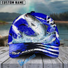 BlueJose Fishing Blue Geometric Splash Personalized Cap (13 Breeds)