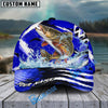 BlueJose Fishing Blue Geometric Splash Personalized Cap (13 Breeds)