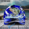 BlueJose Fishing Blue Geometric Splash Personalized Cap (13 Breeds)