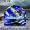 BlueJose Fishing Blue Geometric Splash Personalized Cap (13 Breeds)