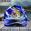 BlueJose Fishing Blue Geometric Splash Personalized Cap (13 Breeds)