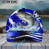 BlueJose Fishing Blue Geometric Splash Personalized Cap (13 Breeds)
