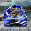 BlueJose Fishing Blue Geometric Splash Personalized Cap (13 Breeds)