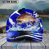 BlueJose Fishing Blue Geometric Splash Personalized Cap (13 Breeds)