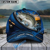 BlueJose Fishing Sunset Splash Navy Scale Reel Personalized Cap (13 Breeds)