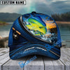 BlueJose Fishing Sunset Splash Navy Scale Reel Personalized Cap (13 Breeds)
