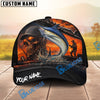 BlueJose Fishing Epic Sunset Fishing Skull with Dramatic Angler and Boat Scene Personalized Cap (13 Breeds)