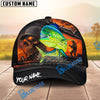 BlueJose Fishing Epic Sunset Fishing Skull with Dramatic Angler and Boat Scene Personalized Cap (13 Breeds)